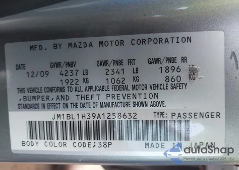 2010 Mazda Mazdaspeed3 Sport from USA, damaged, VIN JM1BL1H39A1258632
